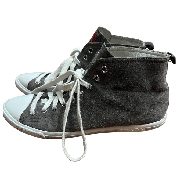 Prada suede lace up high top sneakers size 39 - Picture 2 of 14